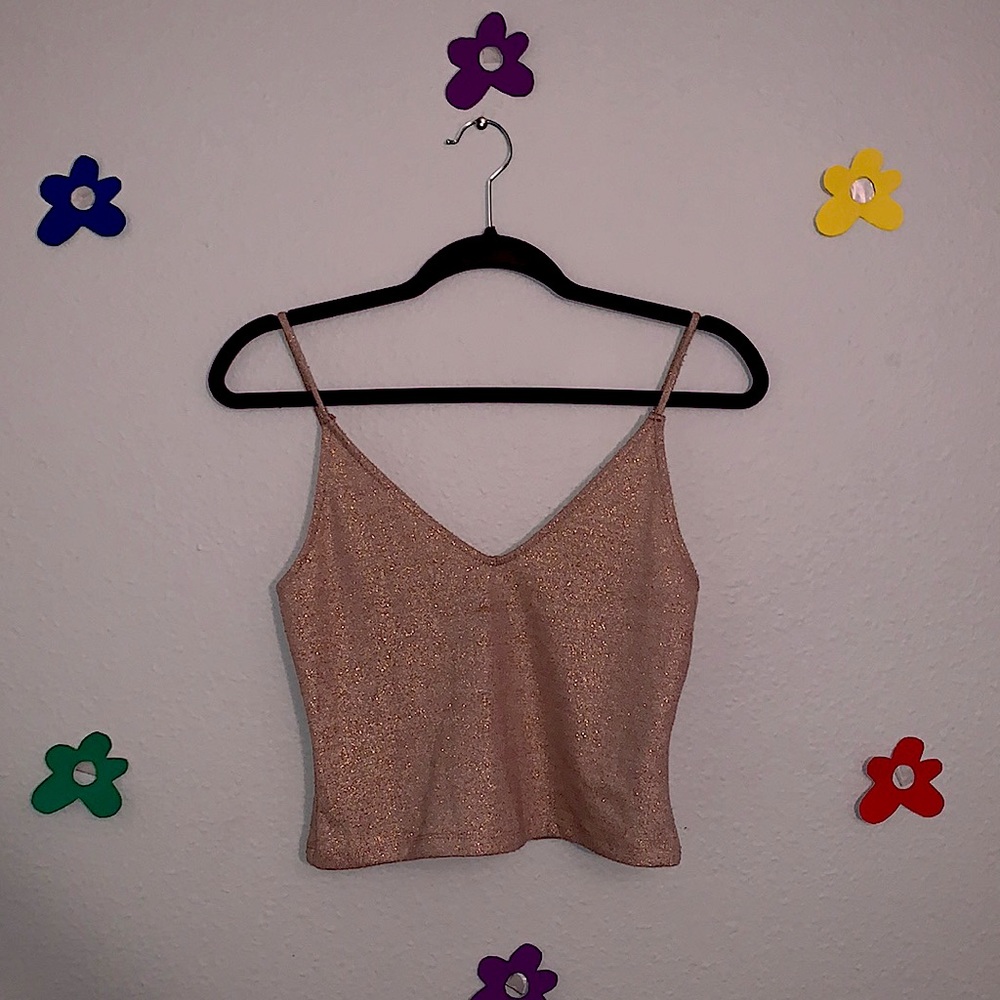 Forever 21 Rose Gold V-Neck Crop Top